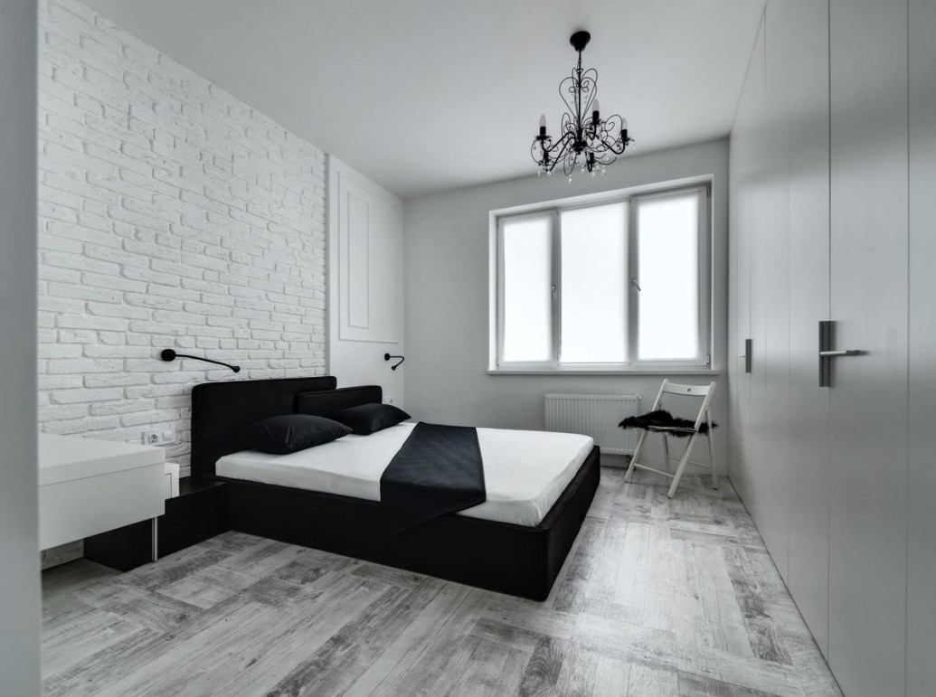   Светлая спальня квартира-студия минимализм